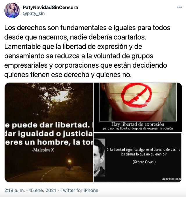 Paty Navidad abre su tercer cuenta de Twitter