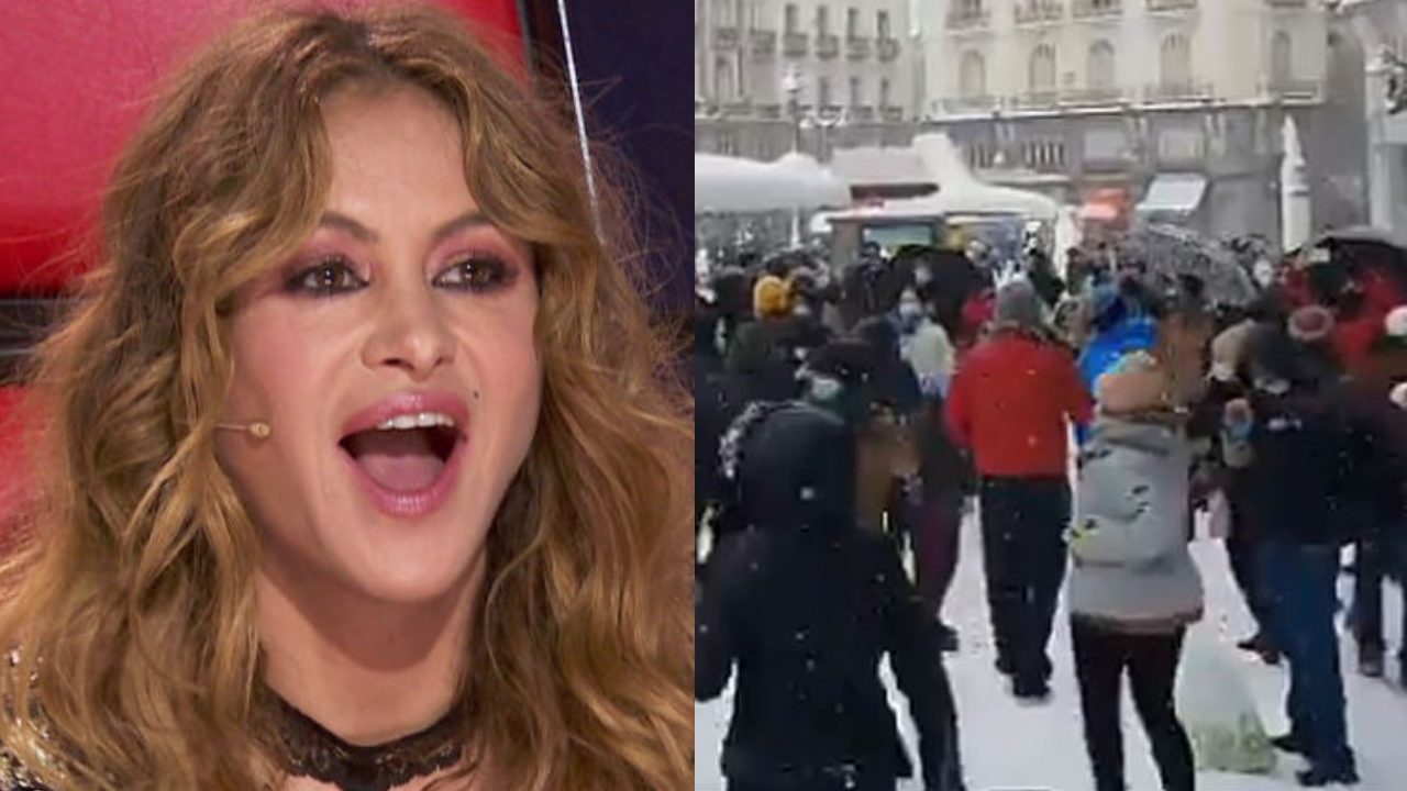 Paulina Rubio pone a bailar Madrid durante nevada histórica