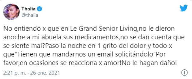 Thalía tweet abuela