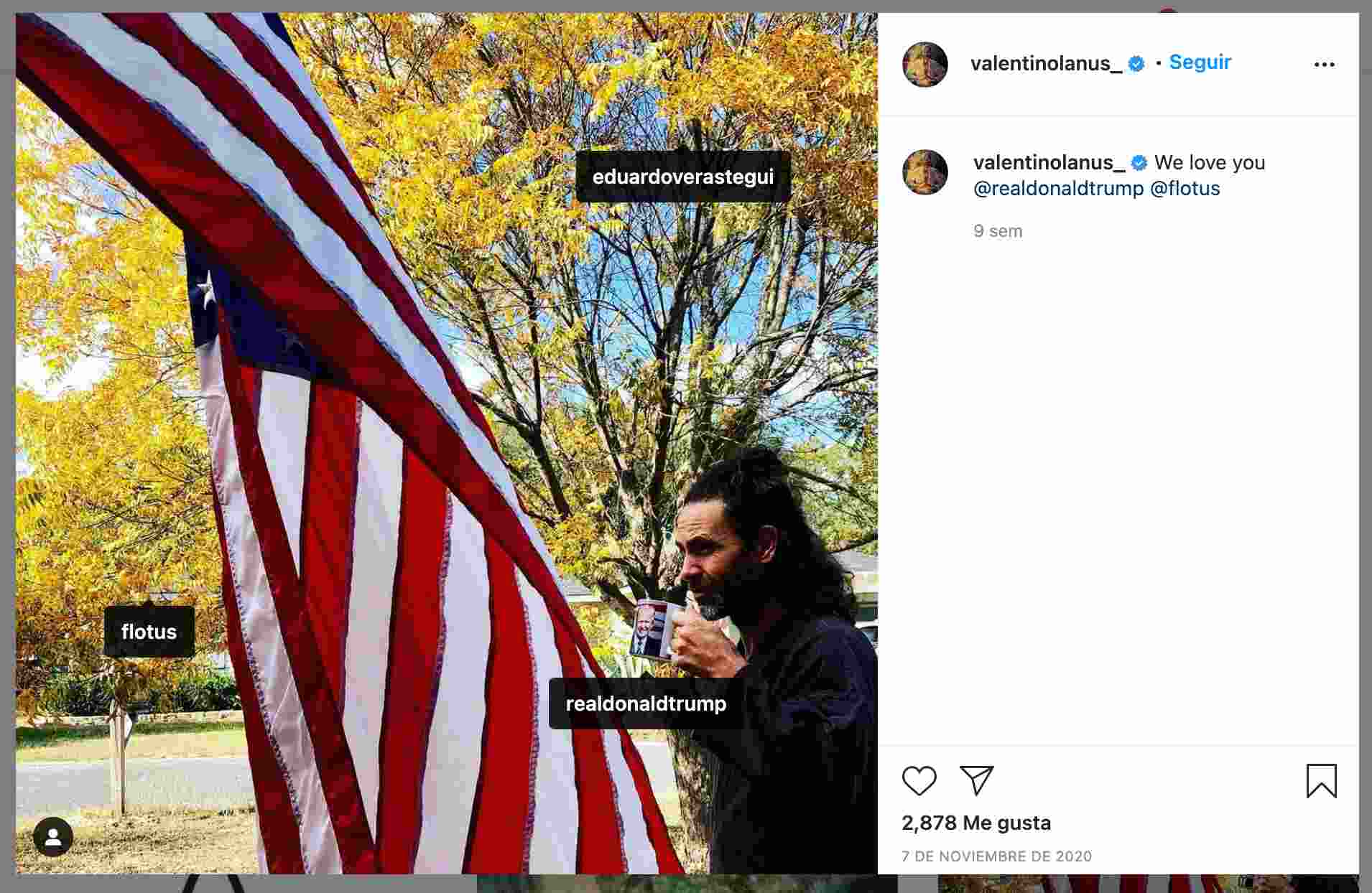 Valentino Lanus muestra su apoyo a Donald Trump