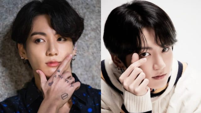 Jungkook haciendo corazon con los dedos