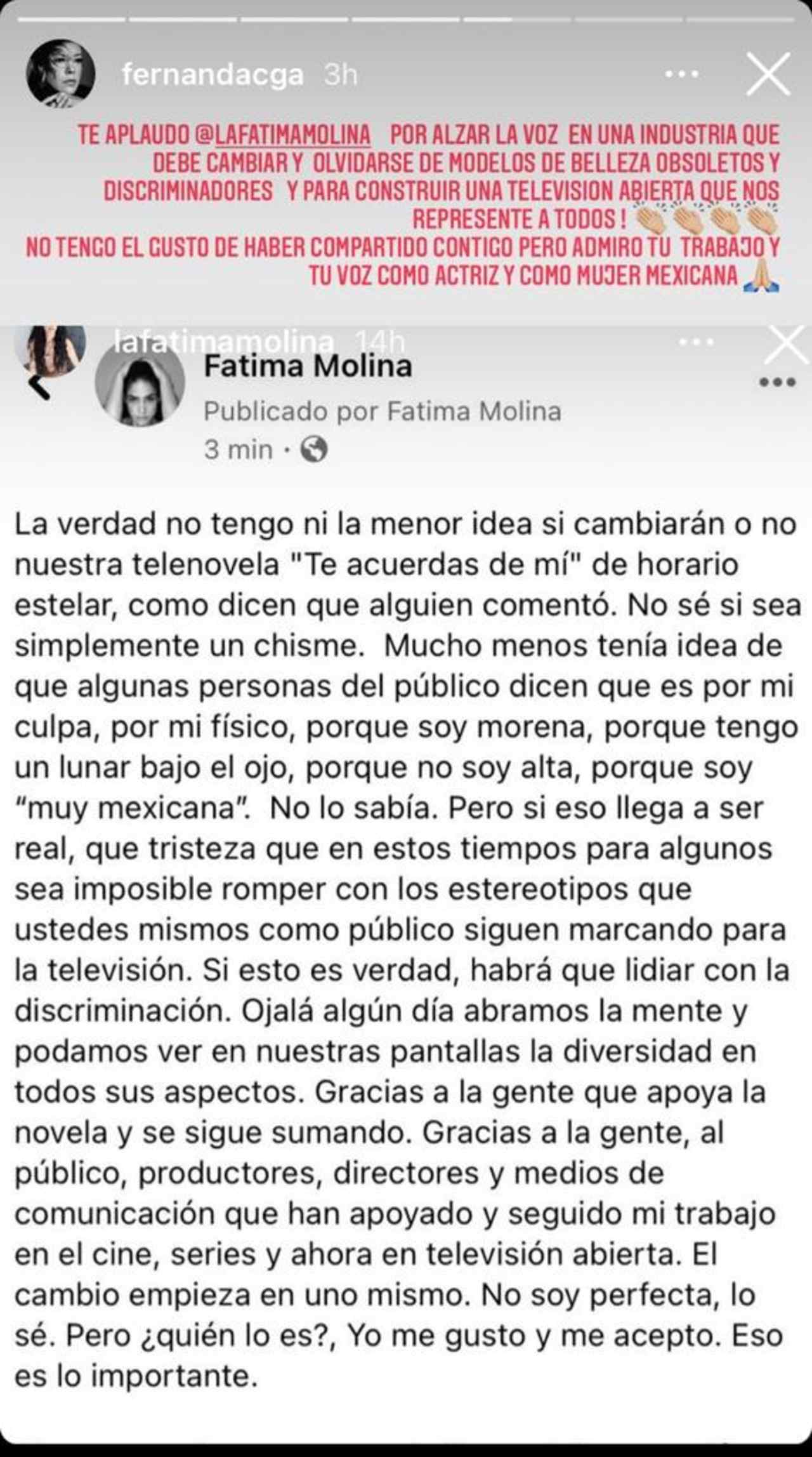 Fernanda Castillo defendiendo a Fátima Molina
