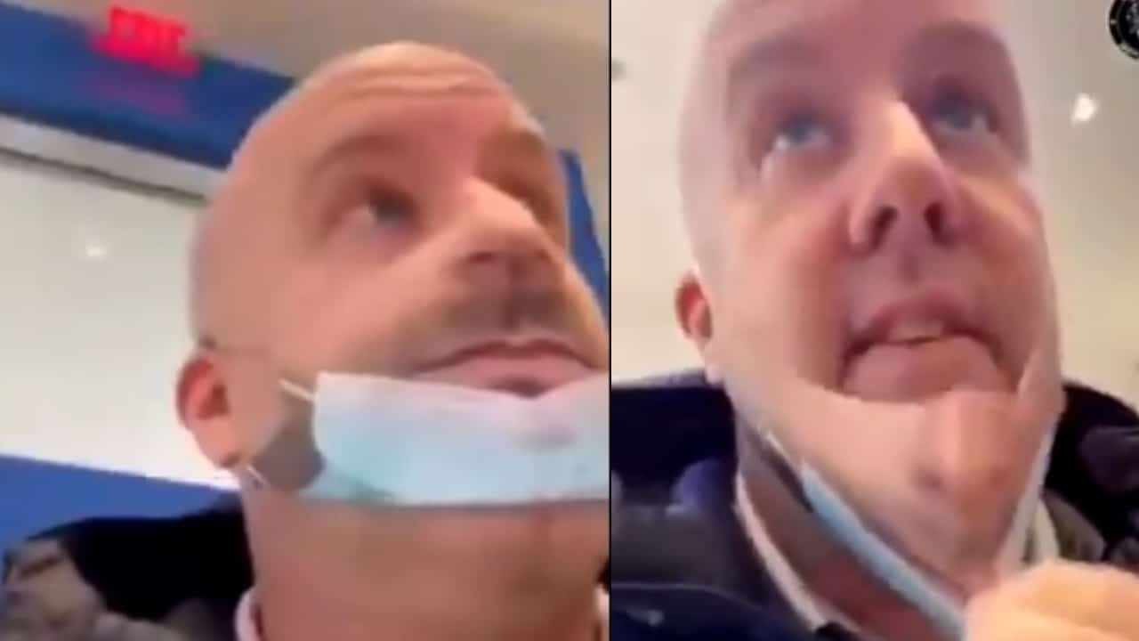 Hombre usa cubrebocas mal puesto