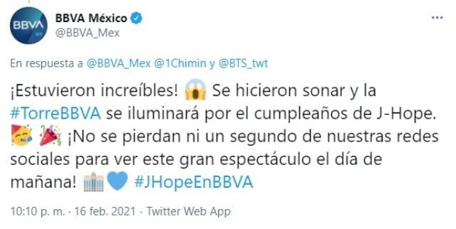 Tweet BBVA J Hope