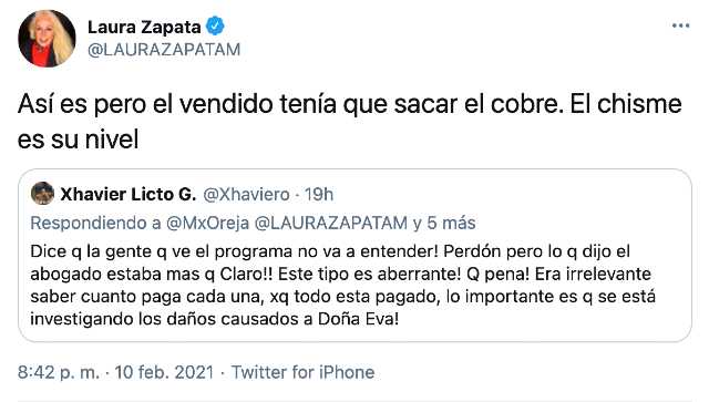 Laura Zapata contra Gustavo Adolfo Infante