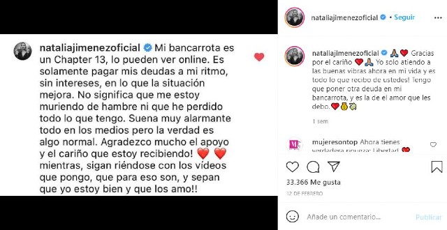 Natalia Jiménez lleva días sin bañarse