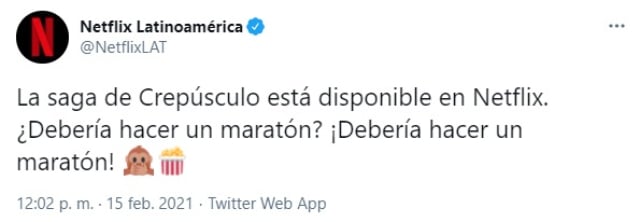 Tweet Netflix Crepusculo