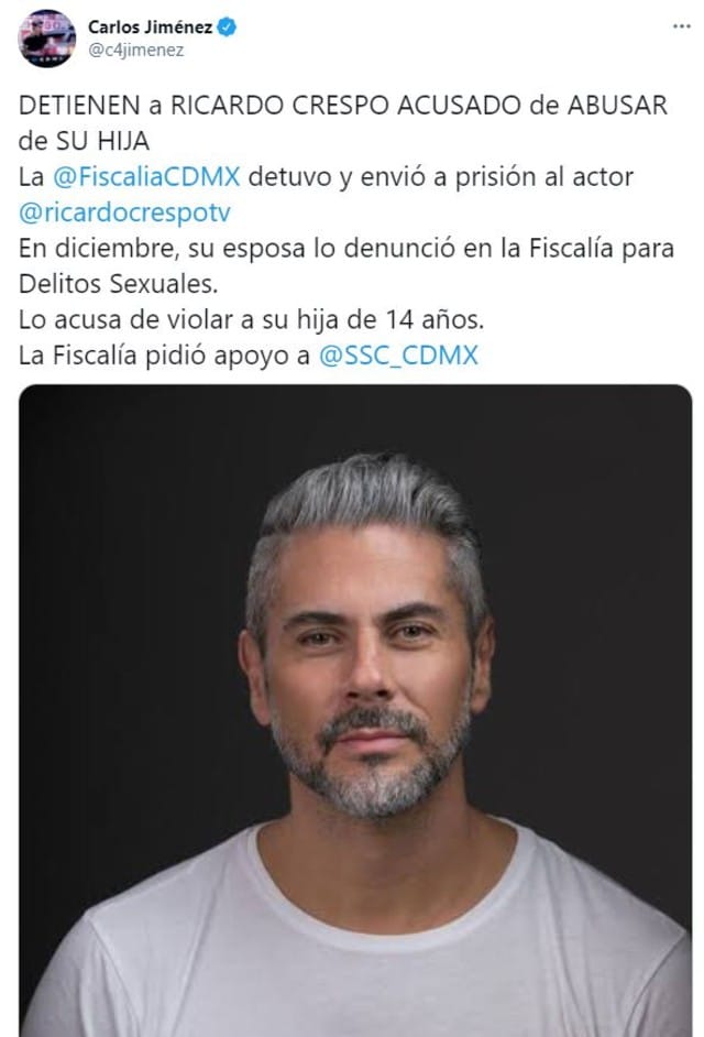 Ricardo Crespo, actor detenido por presunto abuso contra su hija