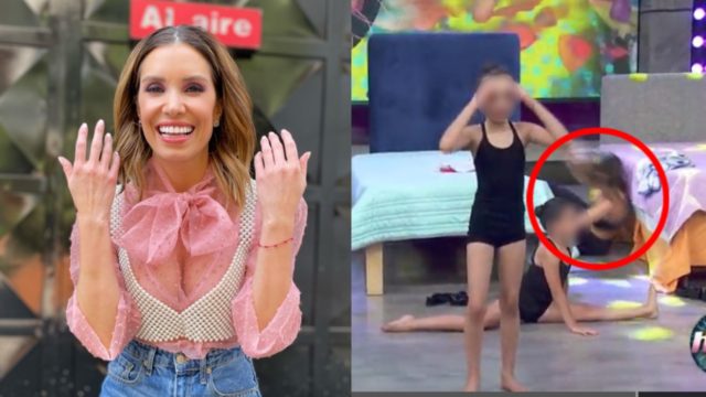 Andrea Escalona sufre caida en Hoy