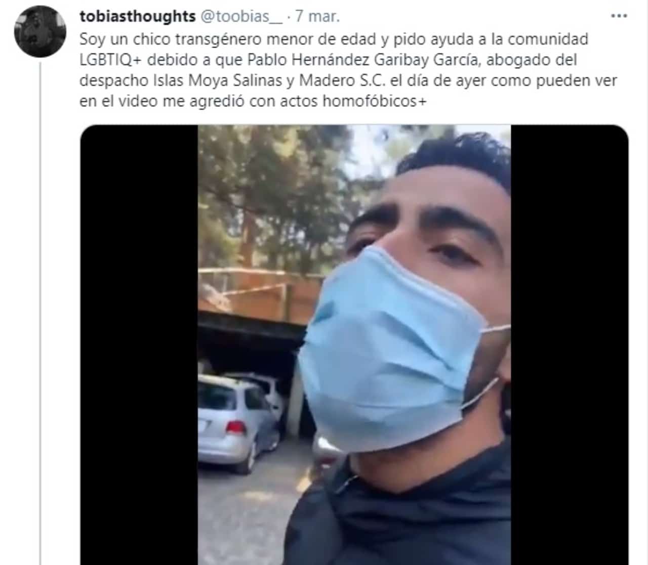 Tweet Chico trans revela agresiones