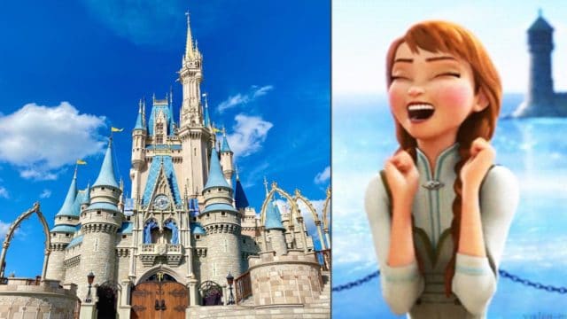 Castillo de Disney y meme de Anna