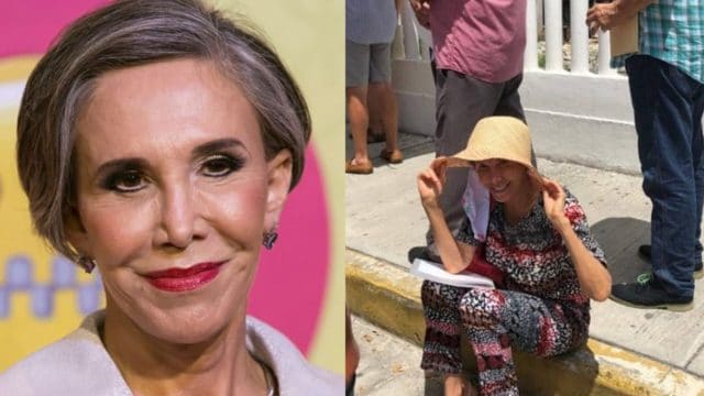 Florinda Meza hace fila bajo el rayo del sol para vacunarse contra Covid