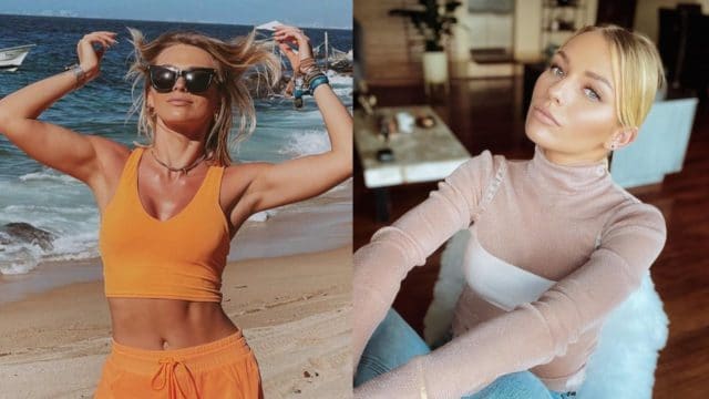 irina baeva en playa look amarillo