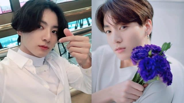 Jungkook haciendo corazÃ³n y con flores
