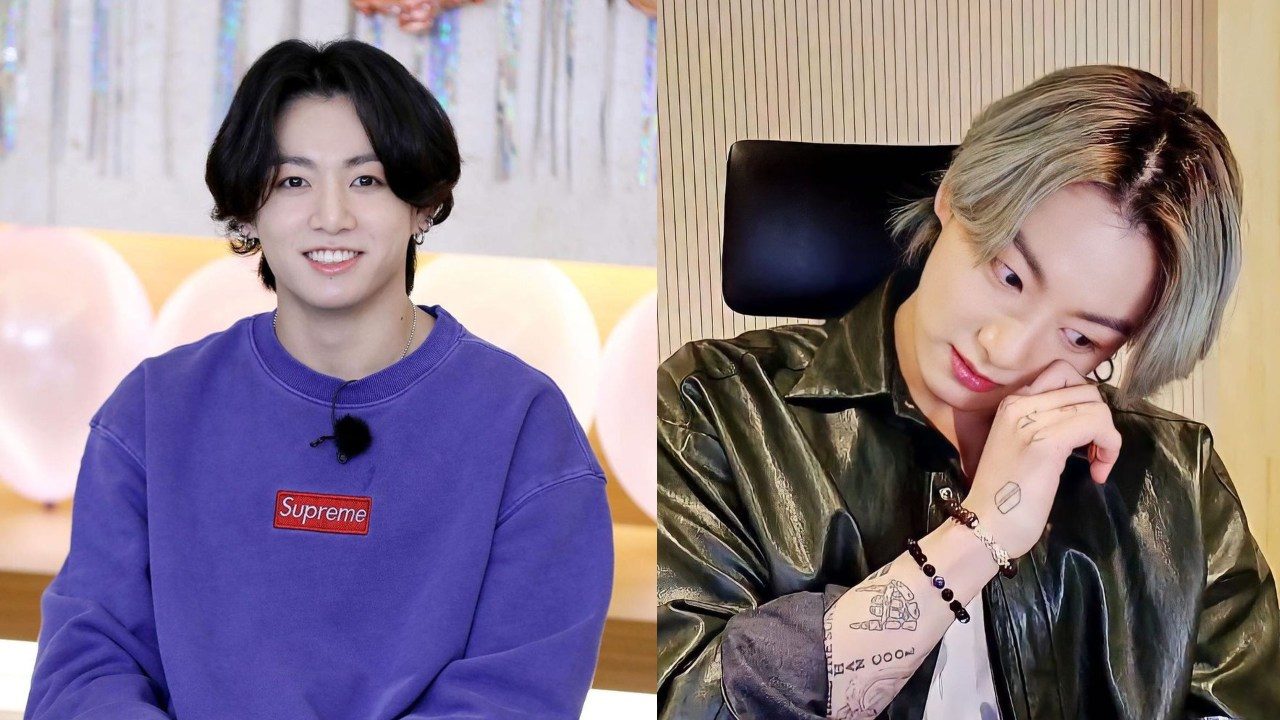 Jungkook feliz con sudadera morada