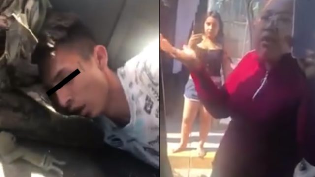 Asaltante detenido su mamá lo defiende