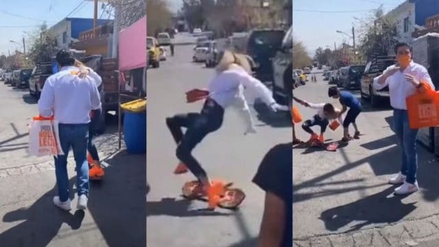 Mariana RodrÃ­guez se convierte en meme tras caerse de una patinetaÂ 