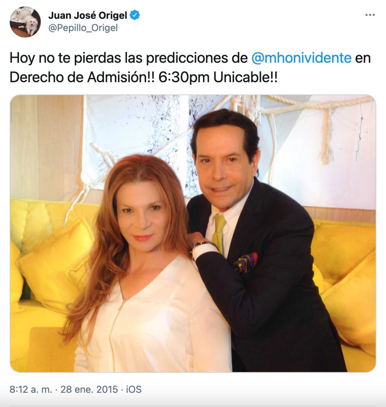 La foto original del meme de Pepillo Origel y Mhoni Vidente