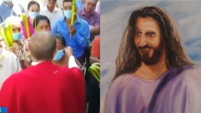Sacerdote arranca cubrebocas a mujer
