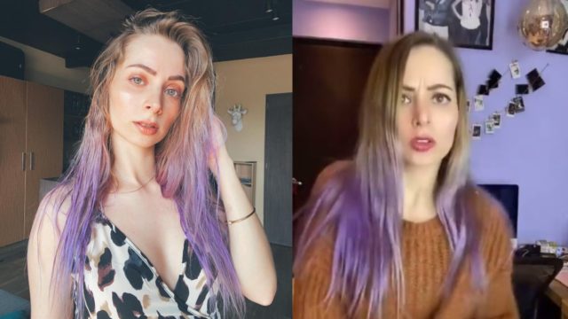 Yosstop con cabello morado