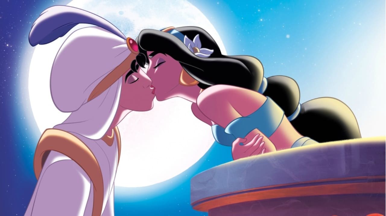 Aladdin y Yazmin beso