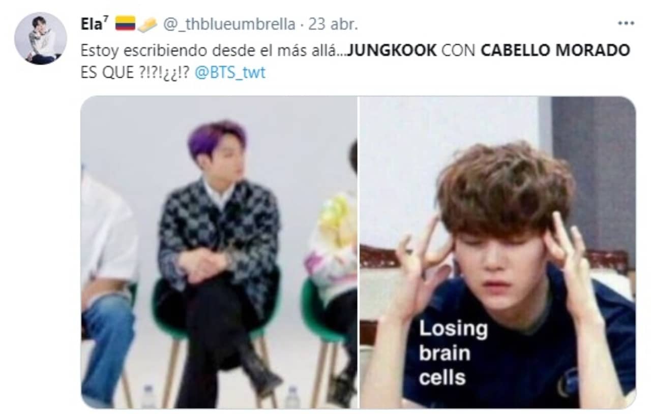 Jungkook con cabello morado