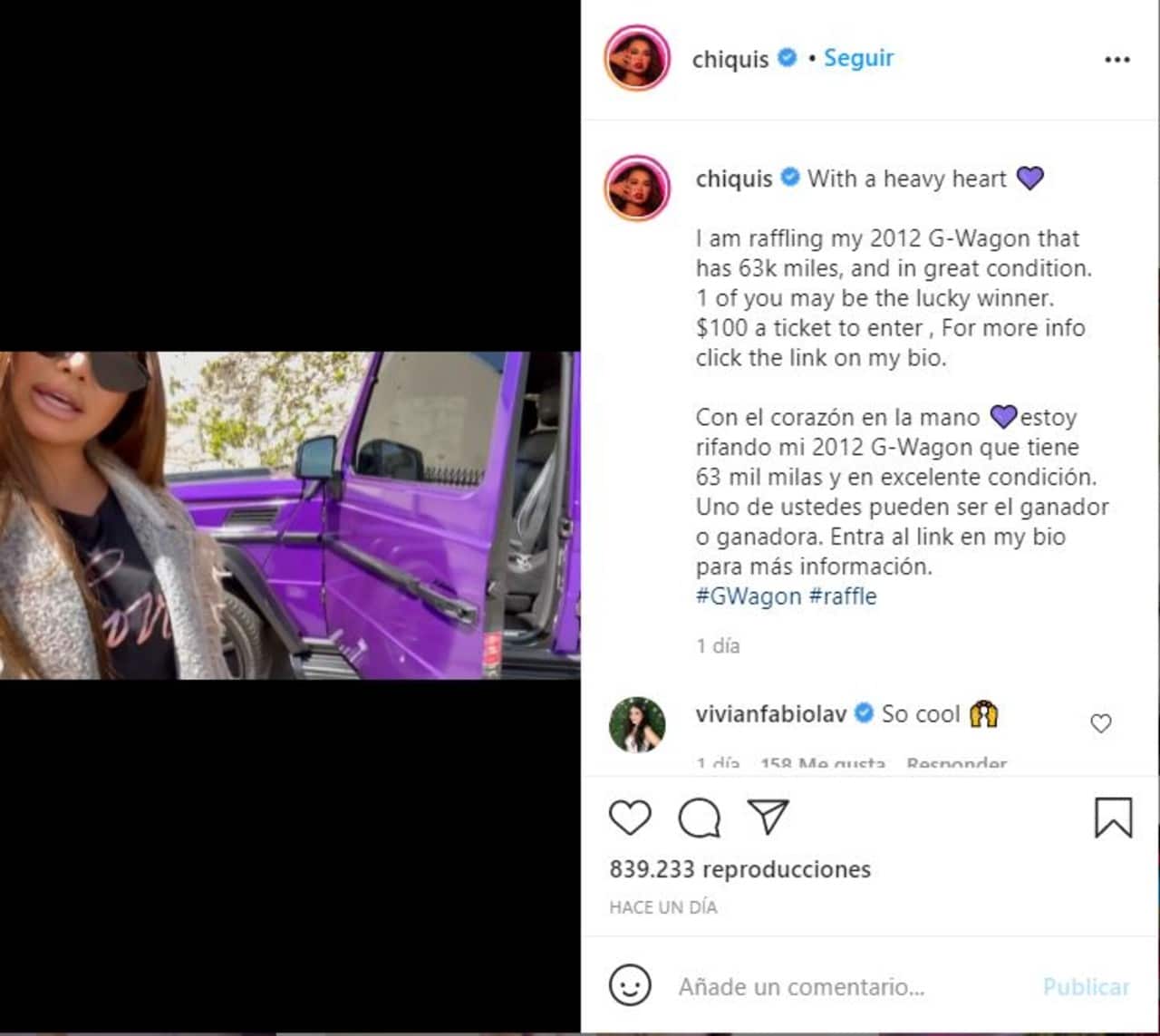 Chiquis Rivera camioneta rifa boletos costo