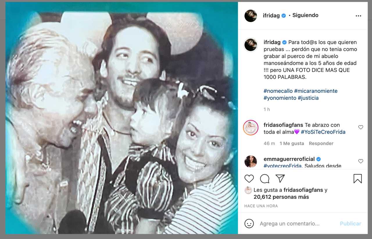 Frida Sofía de niña con su abuelo, Enrique Guzmán