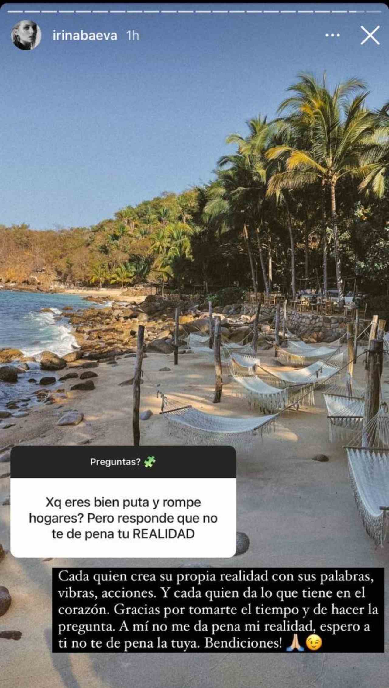 Irina baeva respuesta instagram stories