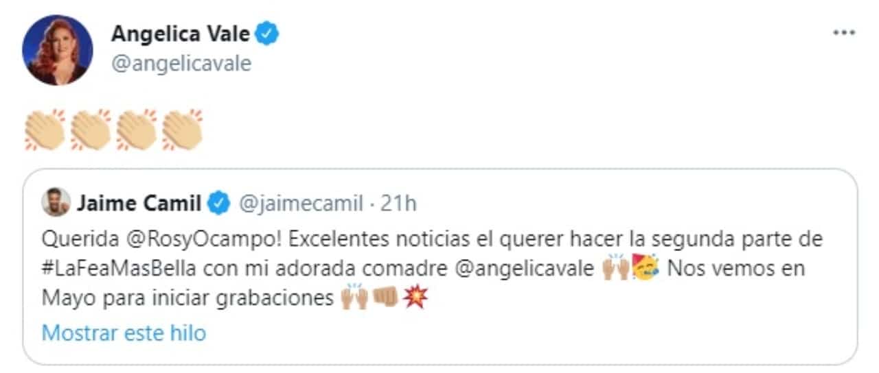 Tweet Angelica Vale la fea mas bella