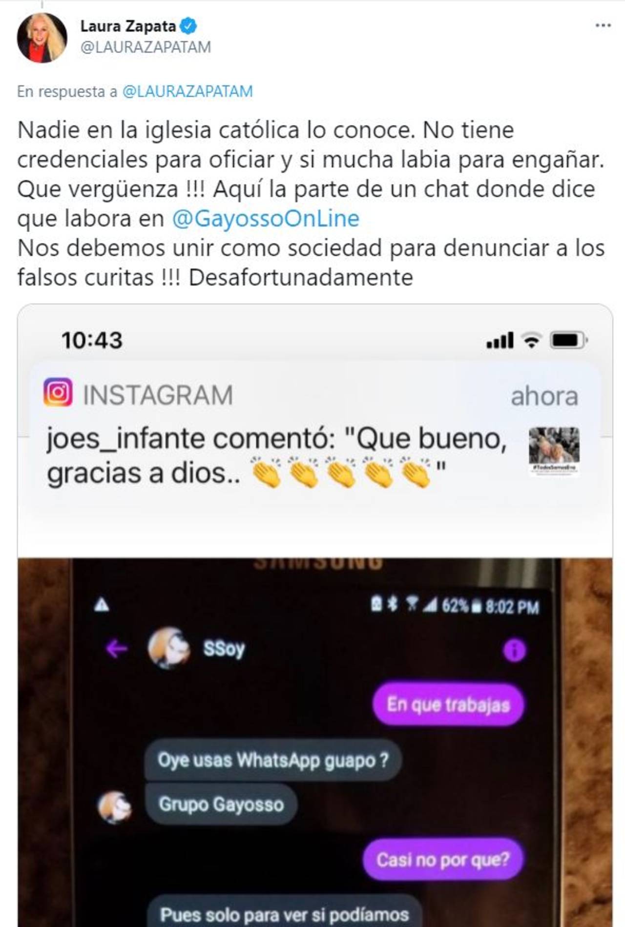 Laura Zapata denuncia padre falso engañó