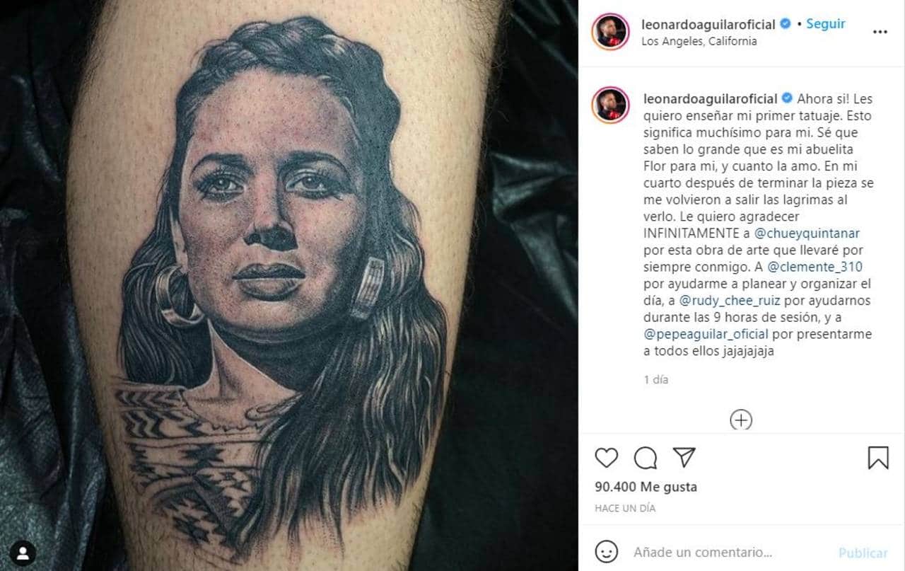 Leonardo Aguilar tatuaje Flor Silvestre abuela