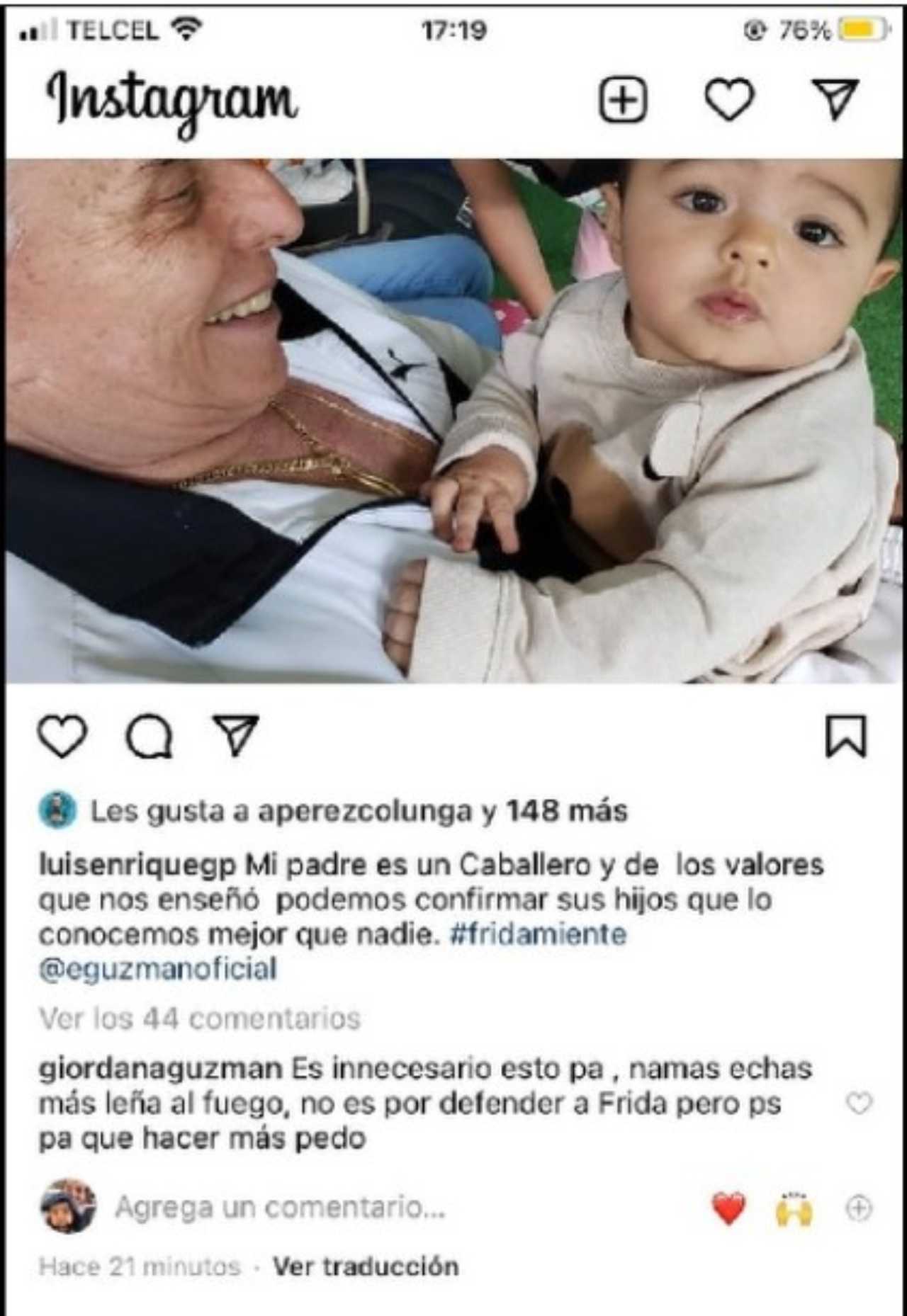 Luis Enrique Guzmán defiende a Frida Sofía