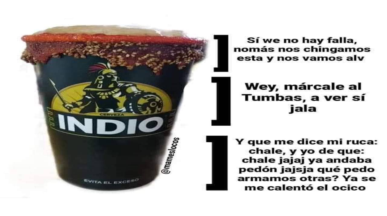 Meme de corchetes con una cerveza Indio
