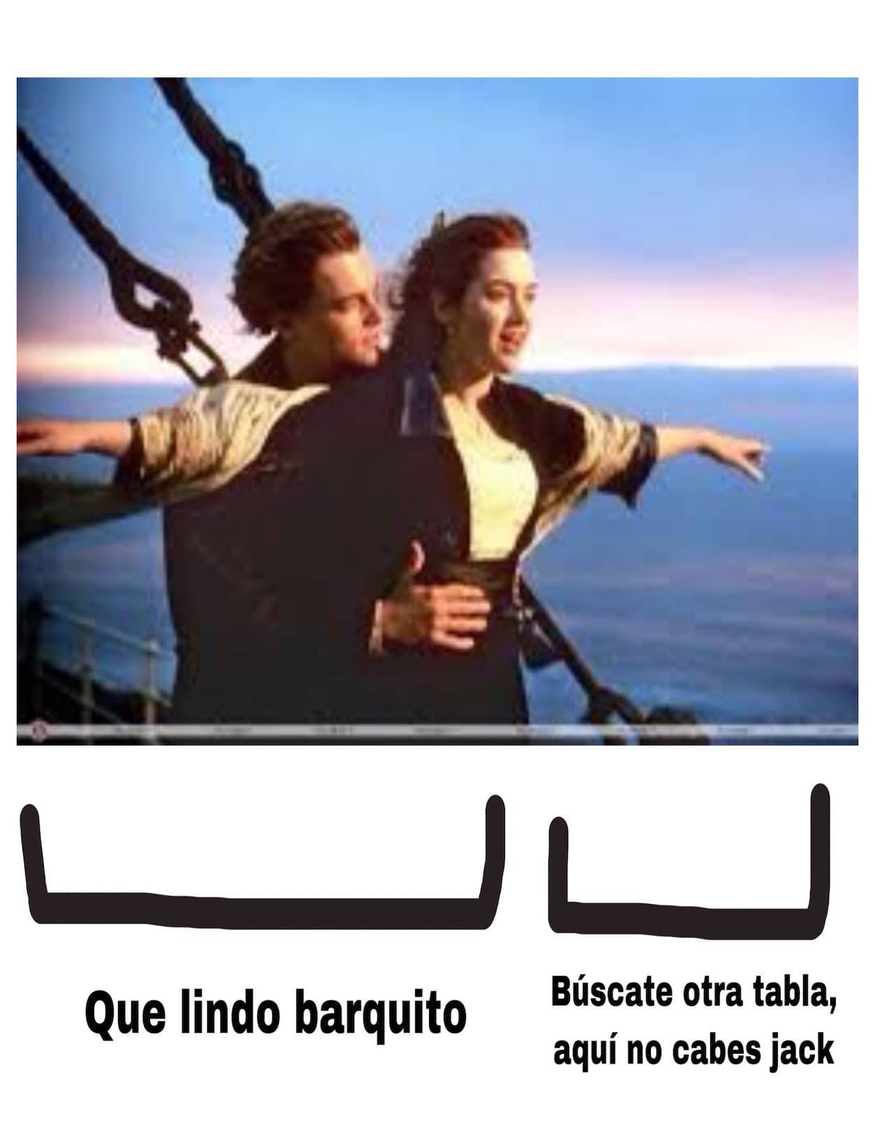 Meme de corchetes de rose y jack en Titanic