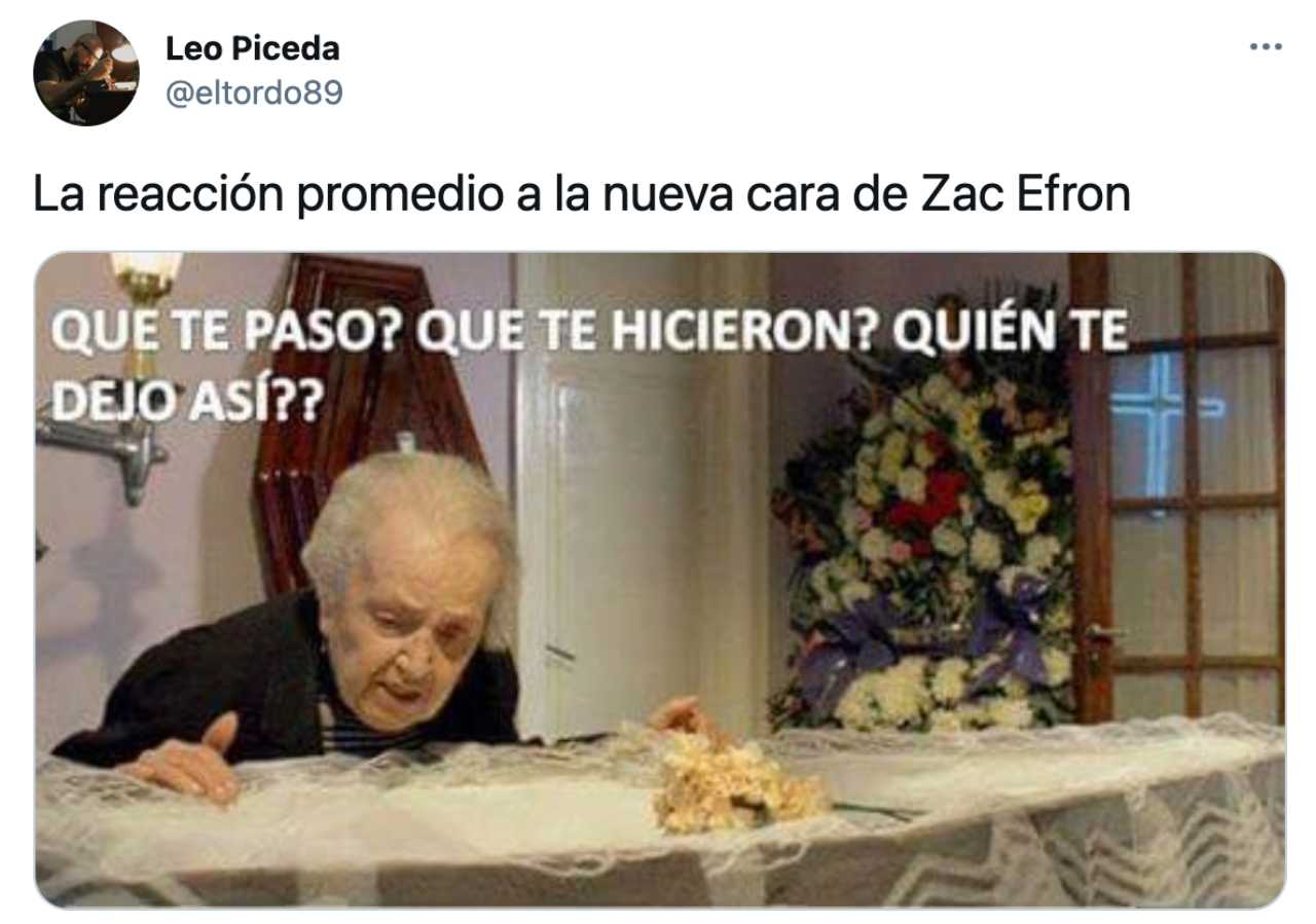 Meme de Zac Efron en su ataud