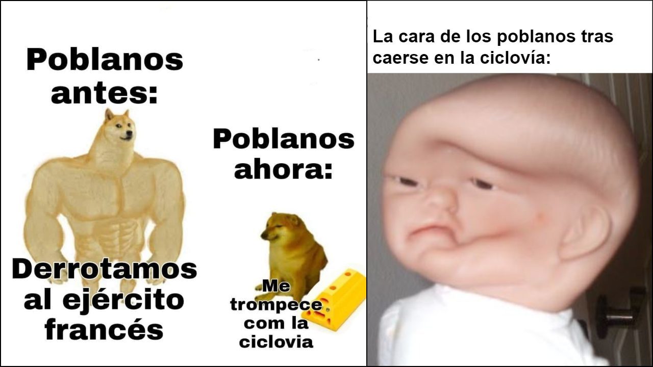 Los mejores memes de las caídas de los poblanos en la ciclovía