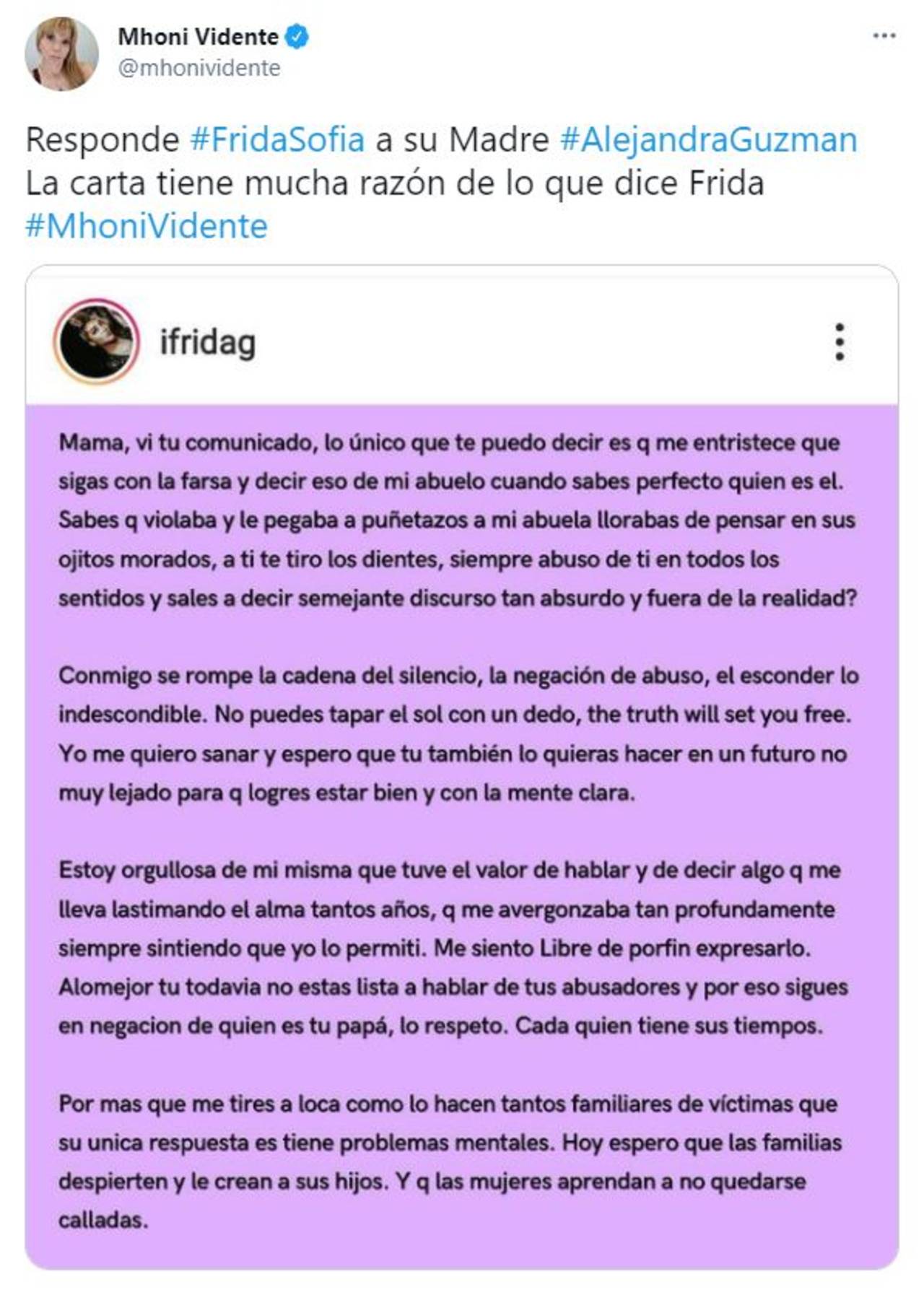 Mhoni Vidente critica Alejandra Guzmán Frida Sofía no miente