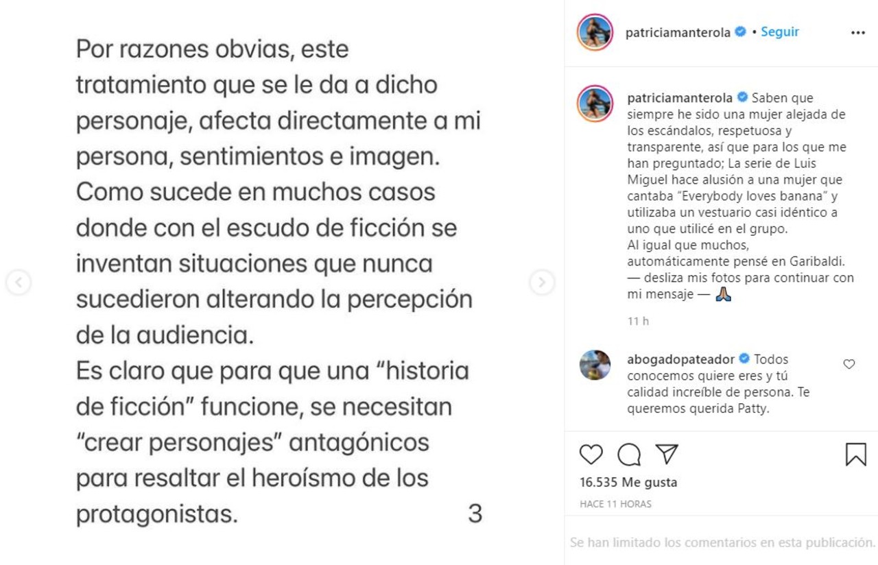 Patricia Manterola Luis Miguel serie aclara relación