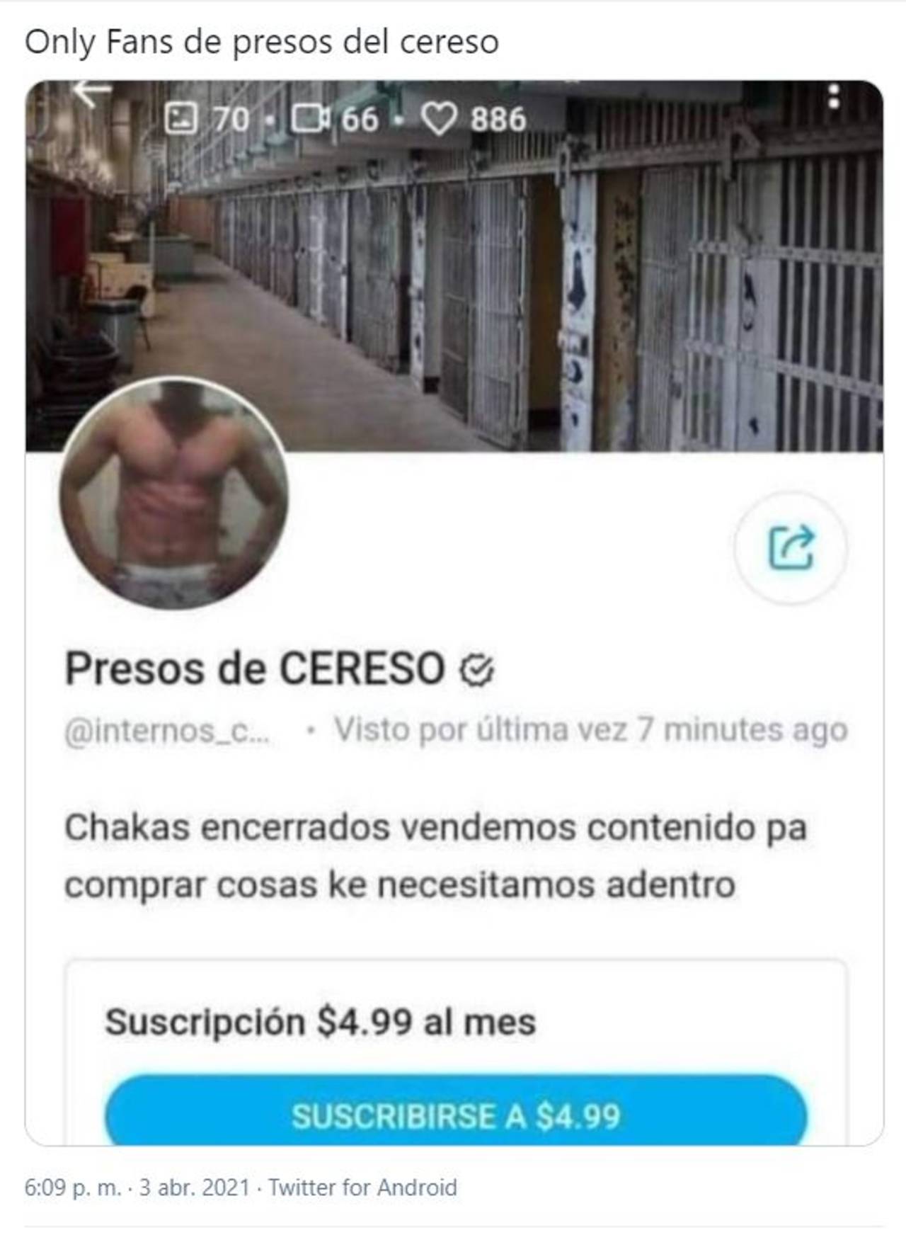 Presos del Cereso cuenta onlyfans