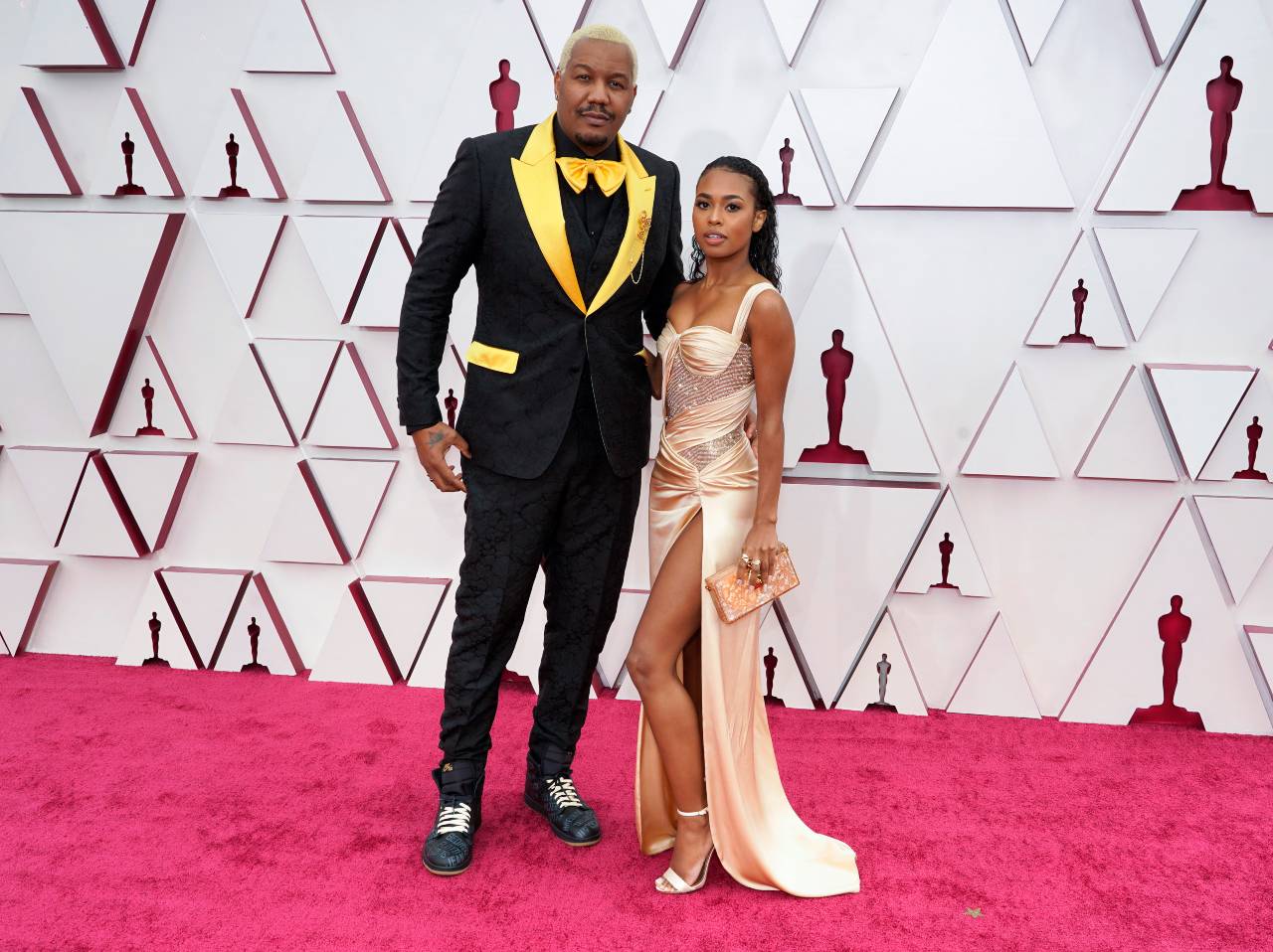 Travon Free y Zaria Simone red carpet Oscars 2021