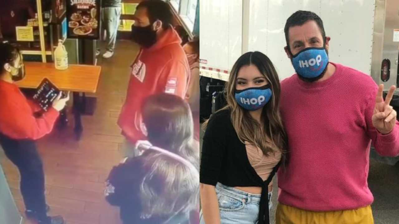 Adam Sandler cumple el sueño de la mesera que lo corrió y la va a ver