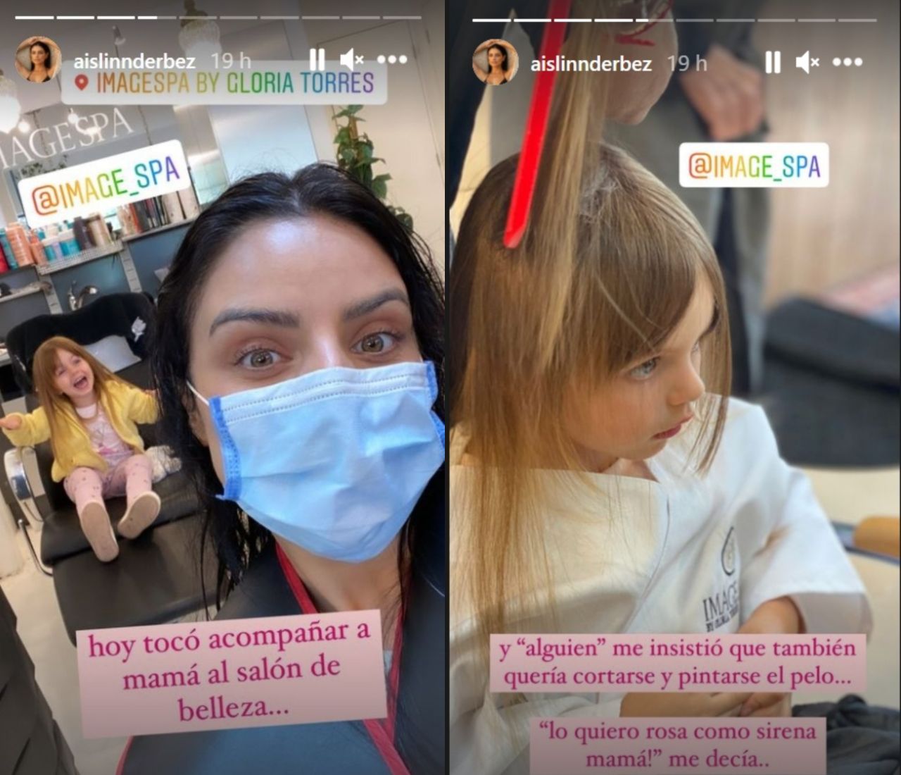 Aislinn Derbez pintÃ³ cabello rosa hija Kailani