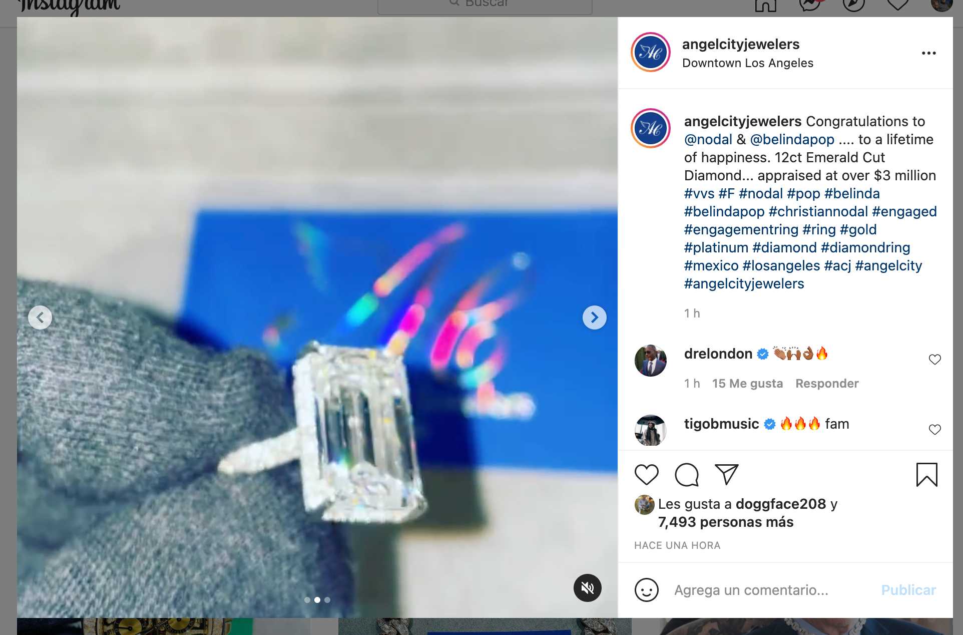 El anillo de compromiso de Belinda de 3 millones de dólares