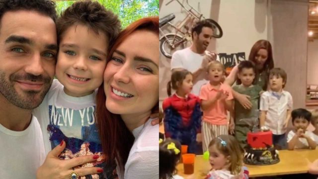 Ariadne Díaz le organiza fiesta vegana con temática de dinosaurios a su hijo