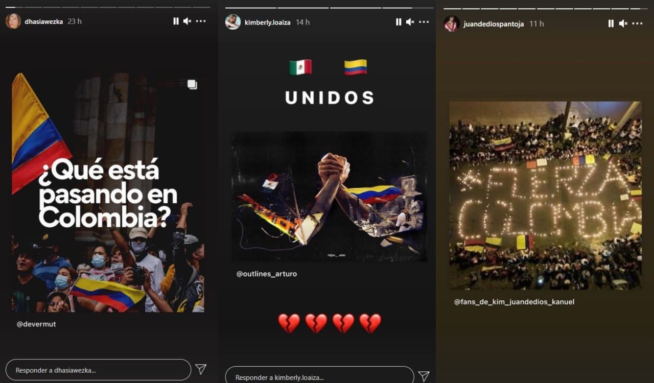 Famosos influencers apoyo protestas Colombia