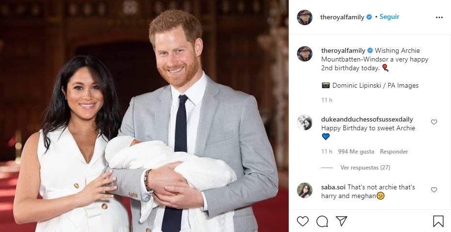 Felicitación Reina Isabel a Archie