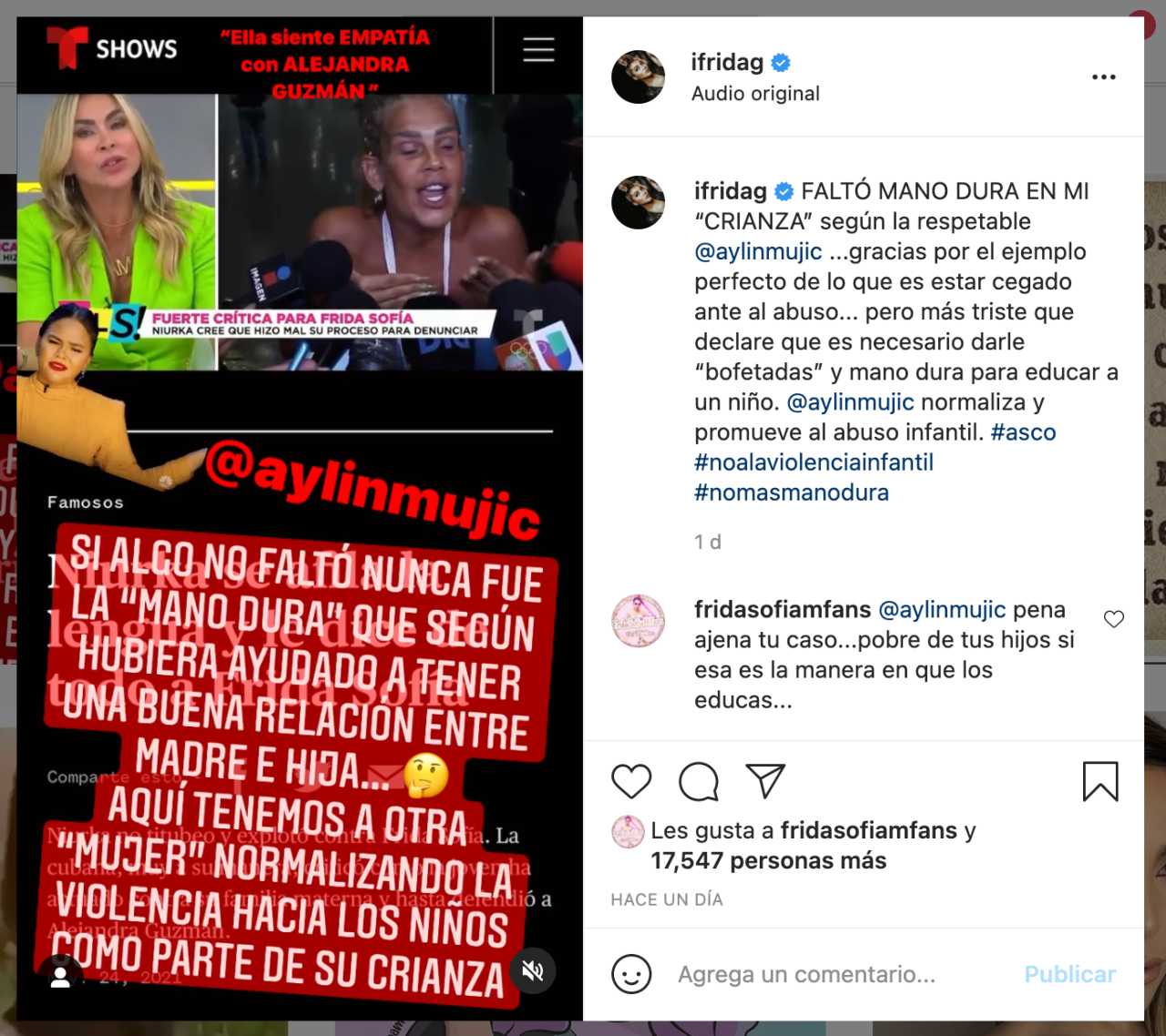 Frida sofÃ­a arremete contra aylin mujica