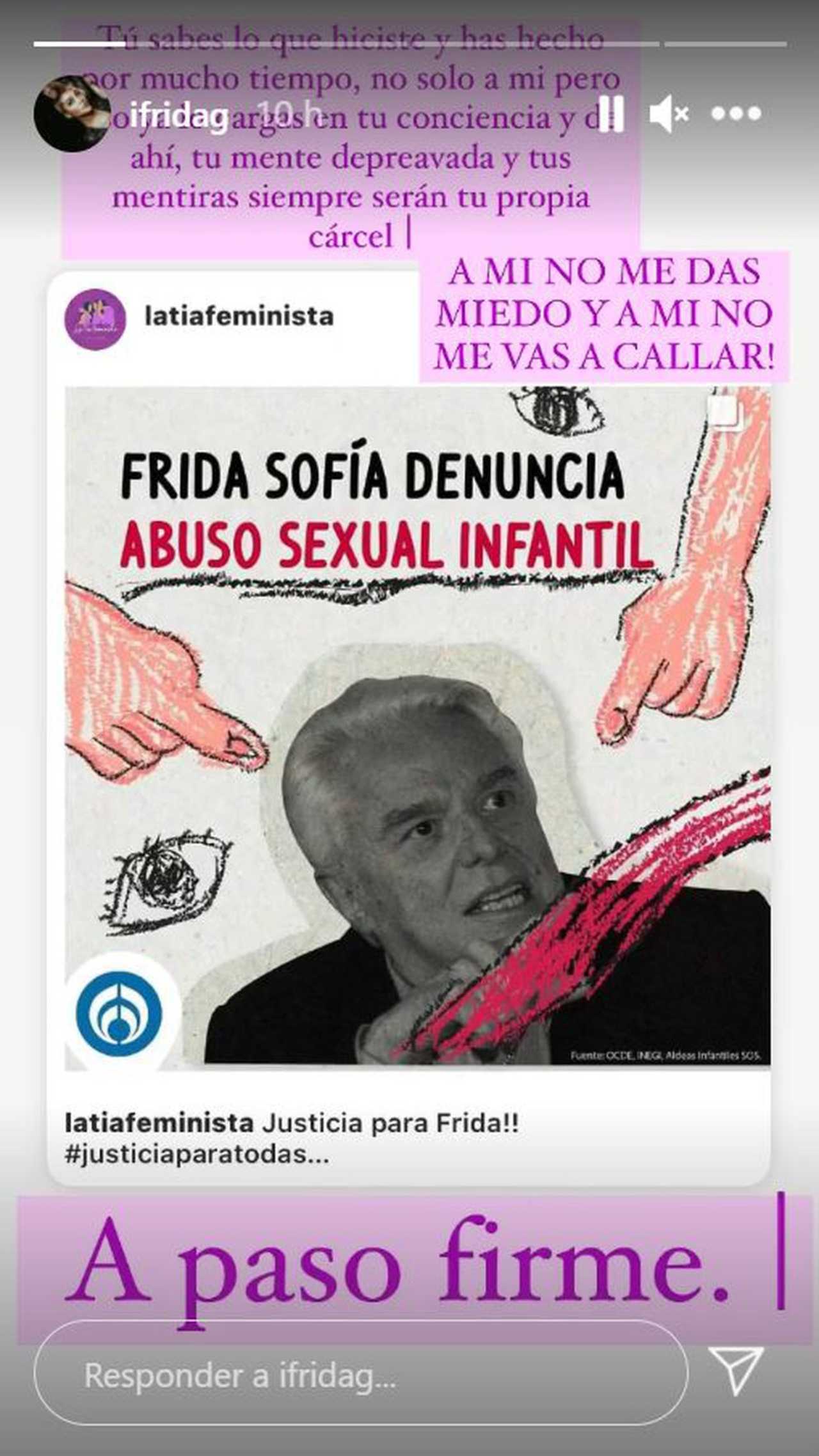 Frida Sofía mensaje Enrique Guzmán no me das miedo