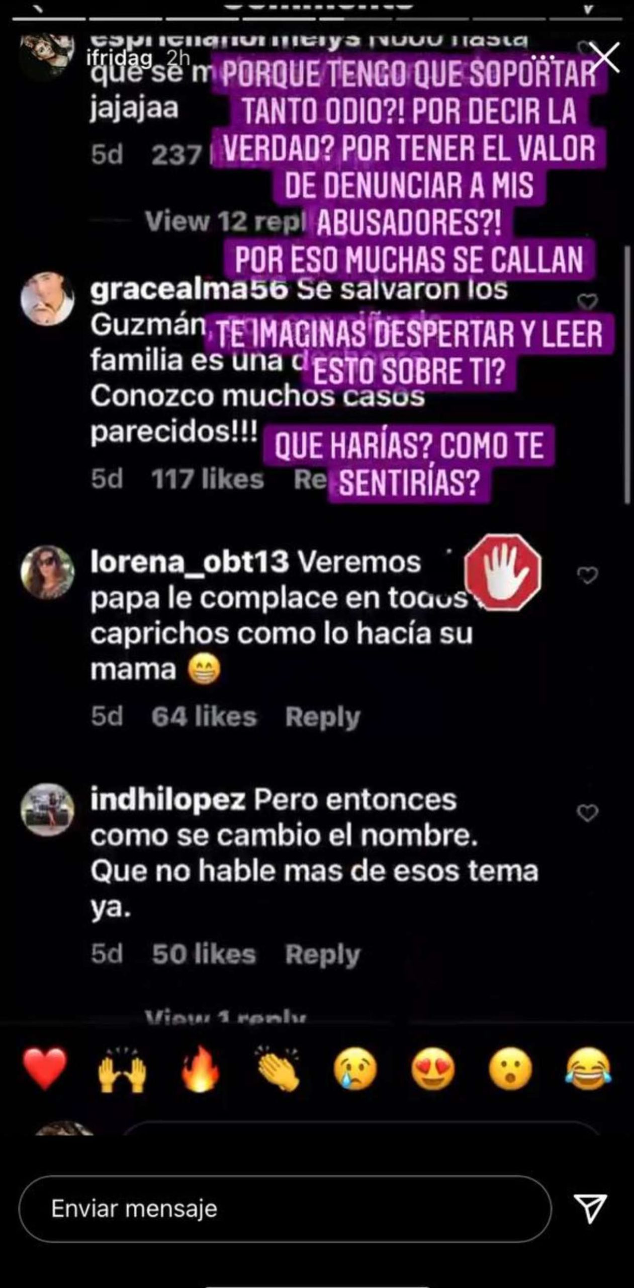 Frida Sofia stories responde comentarios